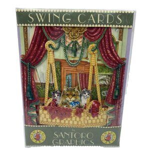 VTG Santoro Graphics Swing Card Cat Kitty Interactive 1996 Victorian Style SC11
